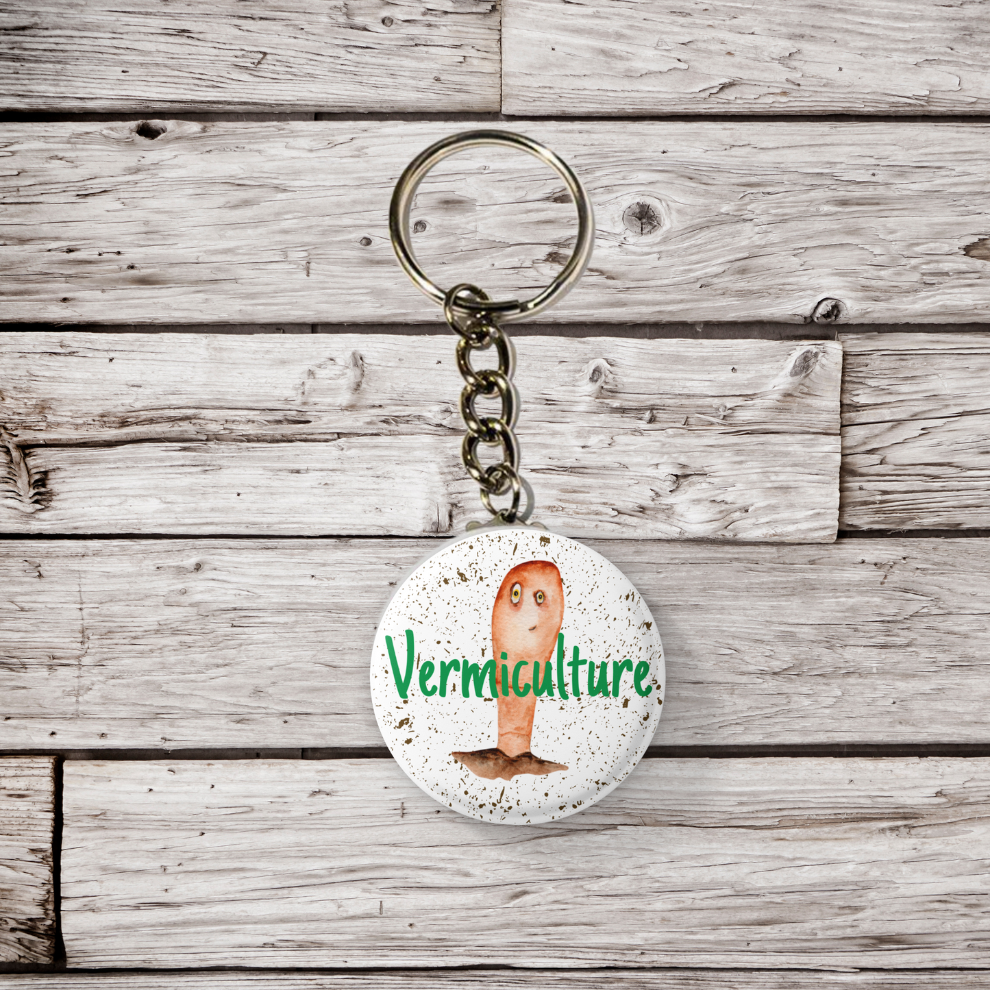 Vermiculture Pin Back Button, Magnet, Keychain