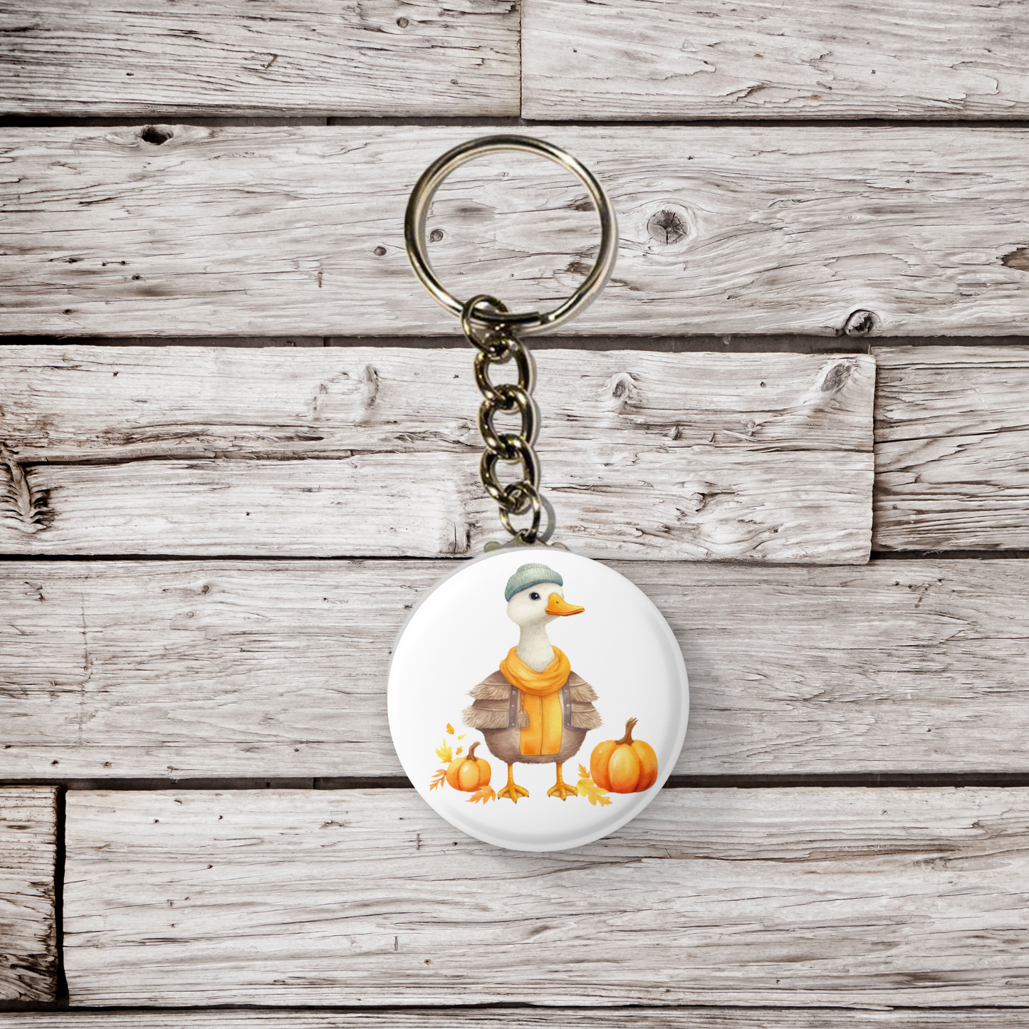 Autumn Duck Pin Back Button, Magnet, Keychain