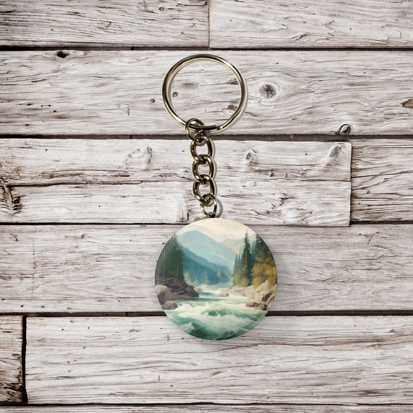 Rushing Water River 6 Pin Back Button, Magnet, Keychain