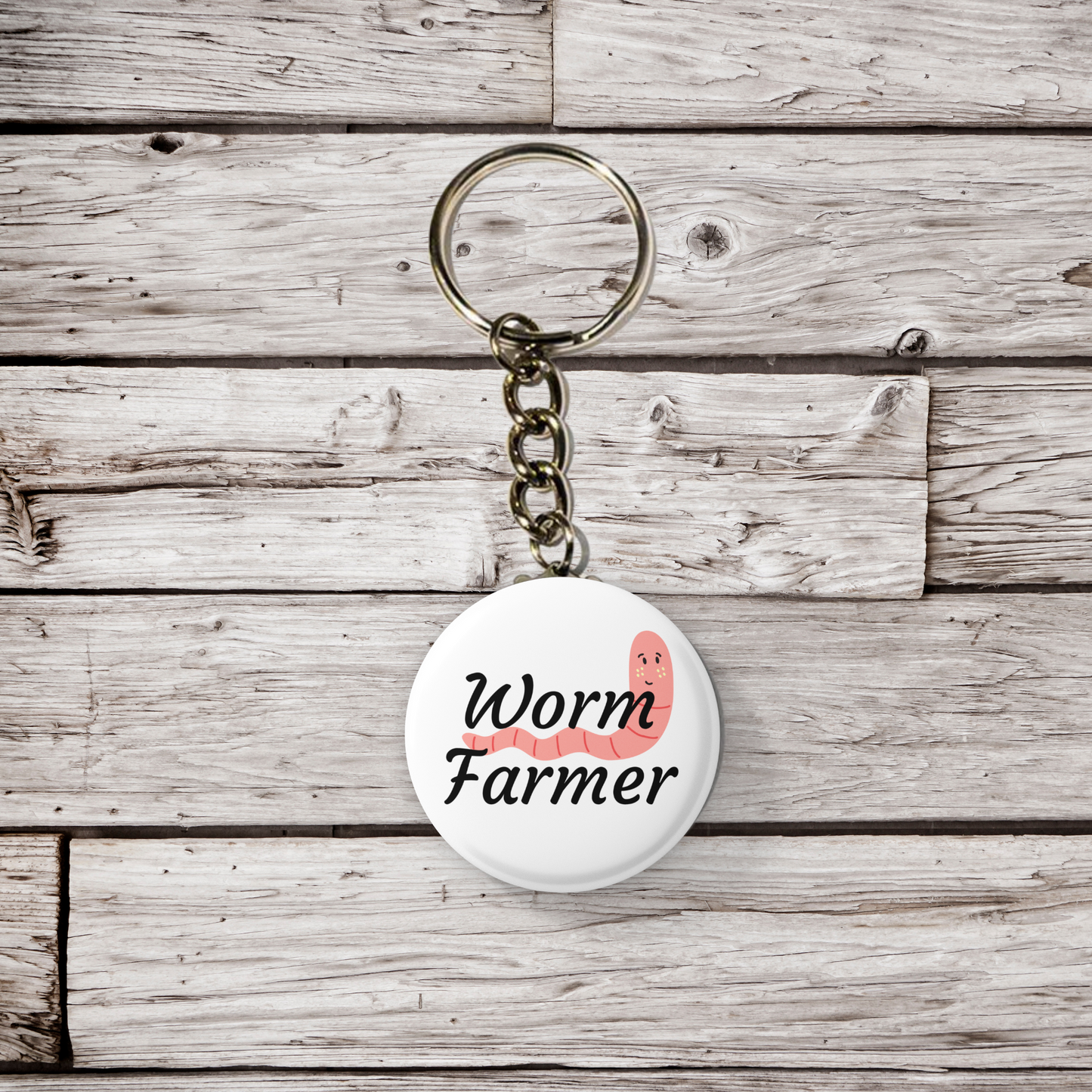 Worm Farmer Pin Back Button, Magnet, Keychain