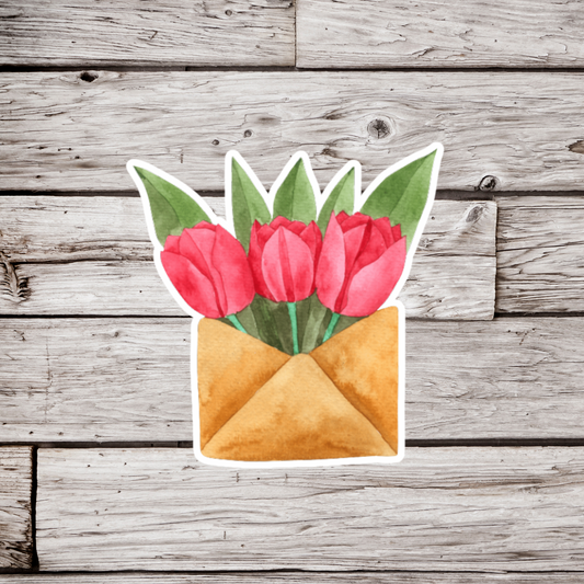 Letter With Tulips Sticker