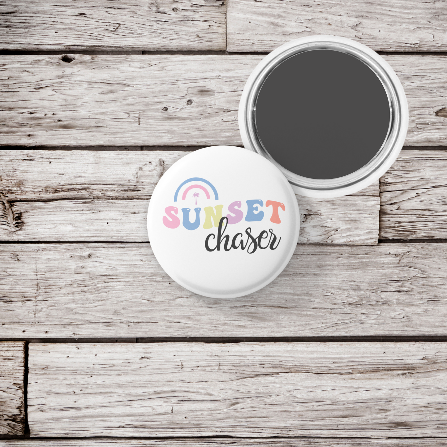 Sunset Chaser Pin Back Button, Magnet