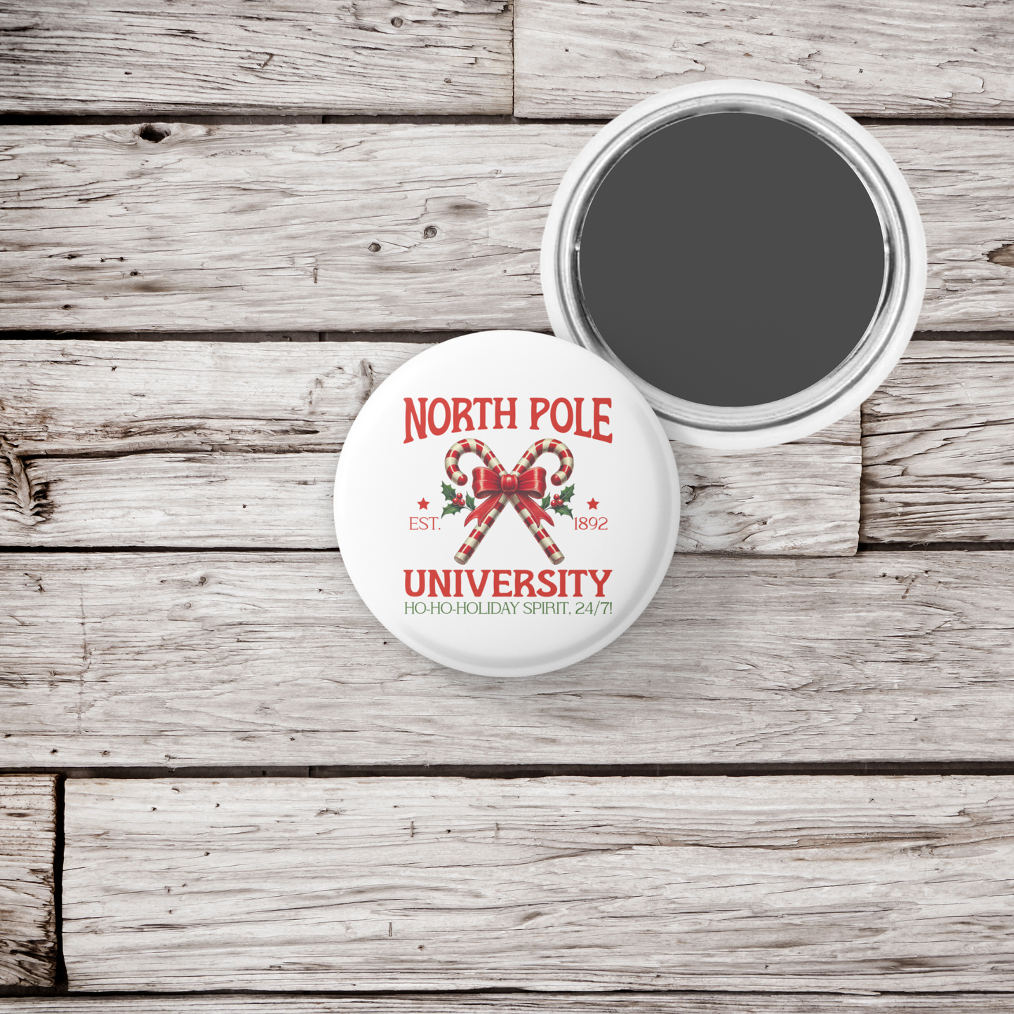 North Pole University Pin Back Button, Magnet