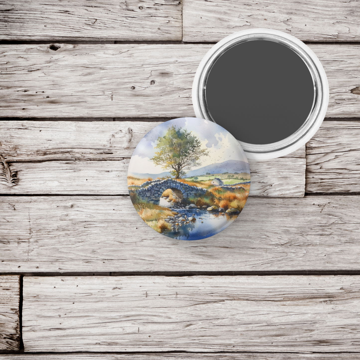 Irish Landscape 2 Pin Pin Back Button, Magnet, Keychain