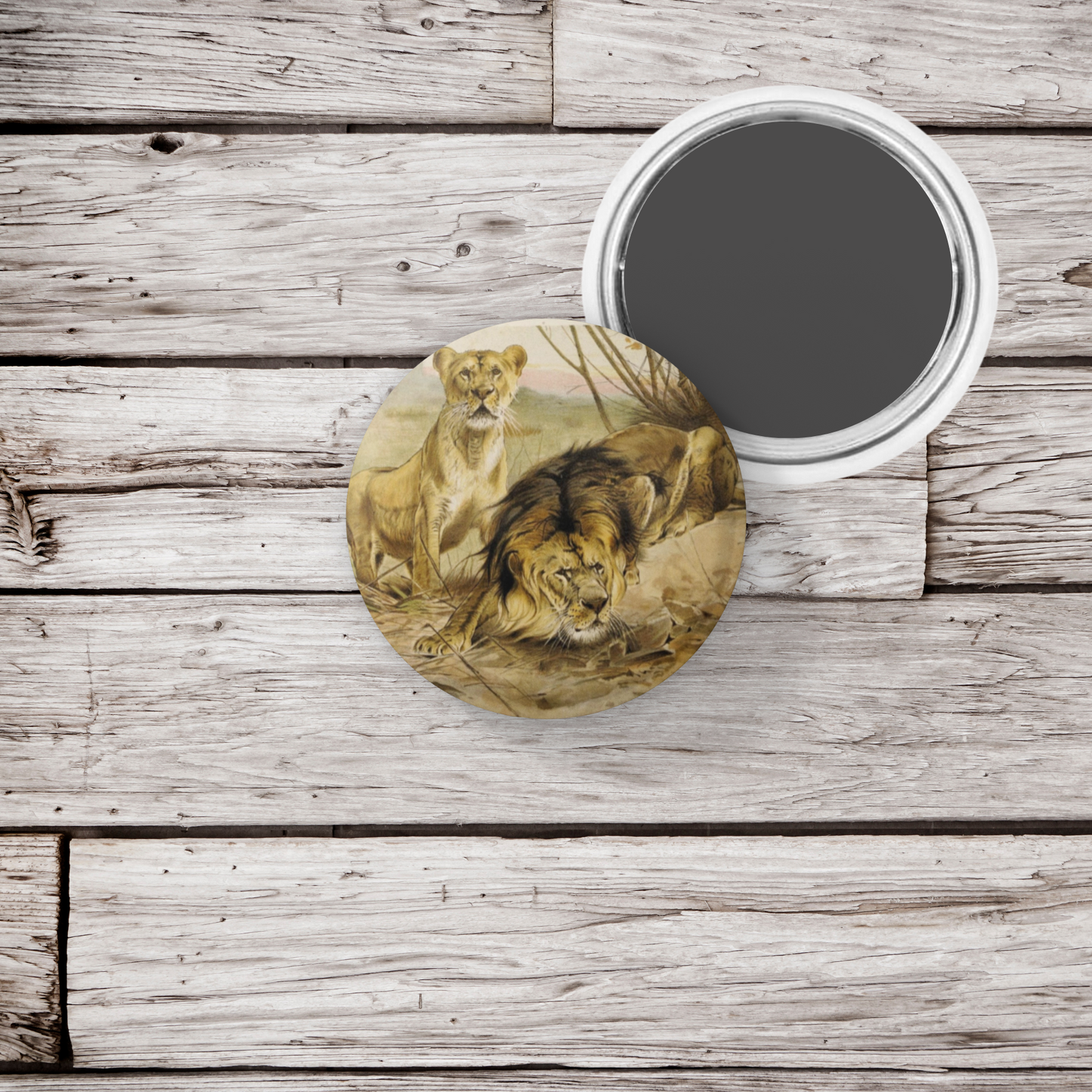 Lion Pin Back Button, Magnet, Keychain