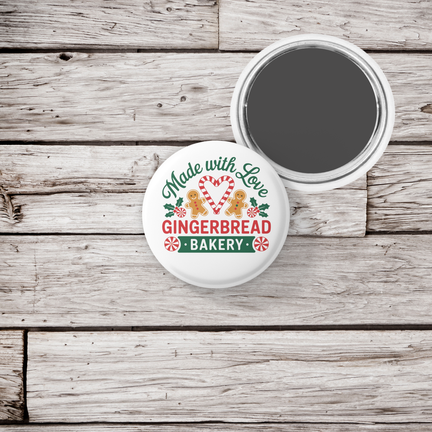 Made With Love Gingerbread Bakery Pin Back Button, Magnet
