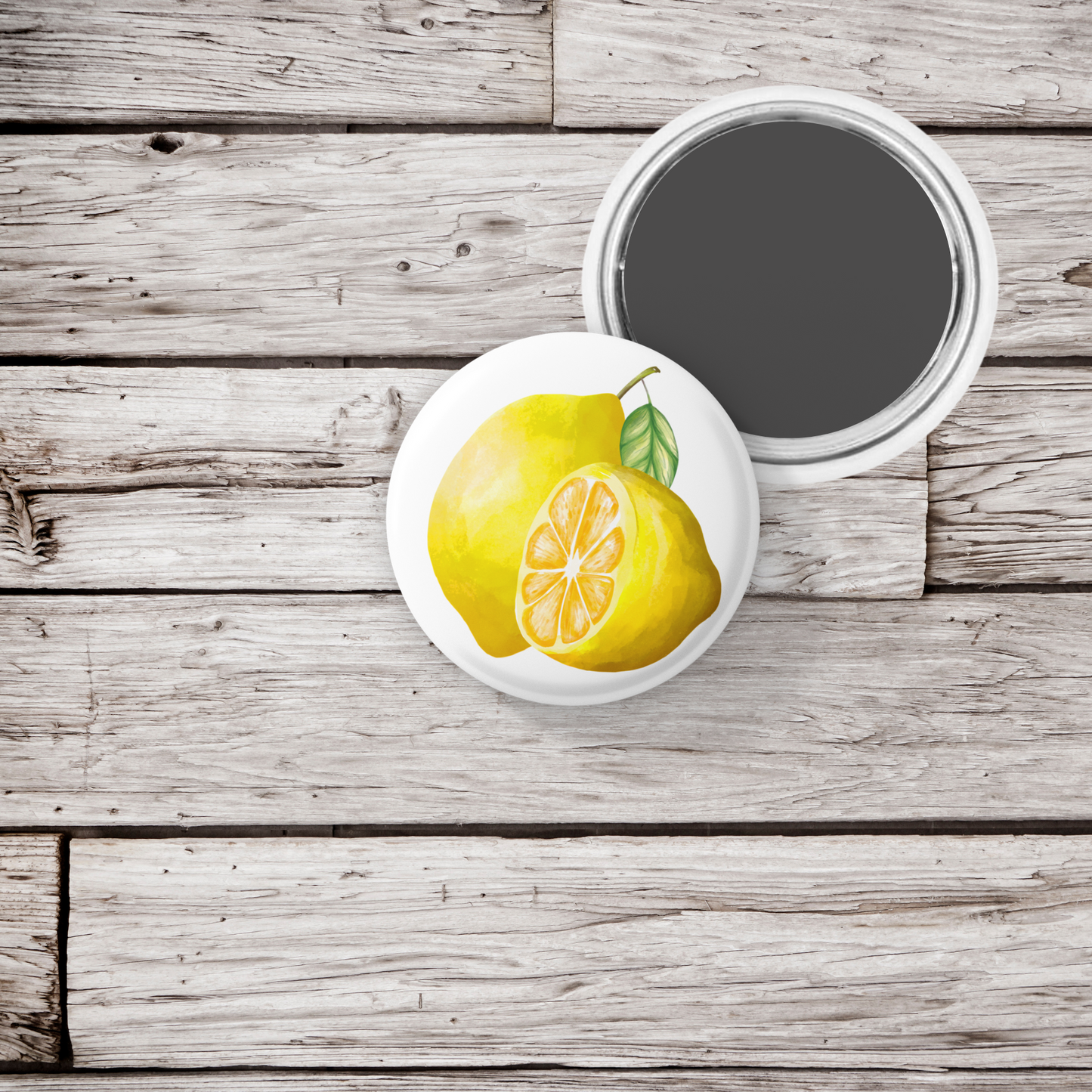 Lemon Pin Back Button, Magnet