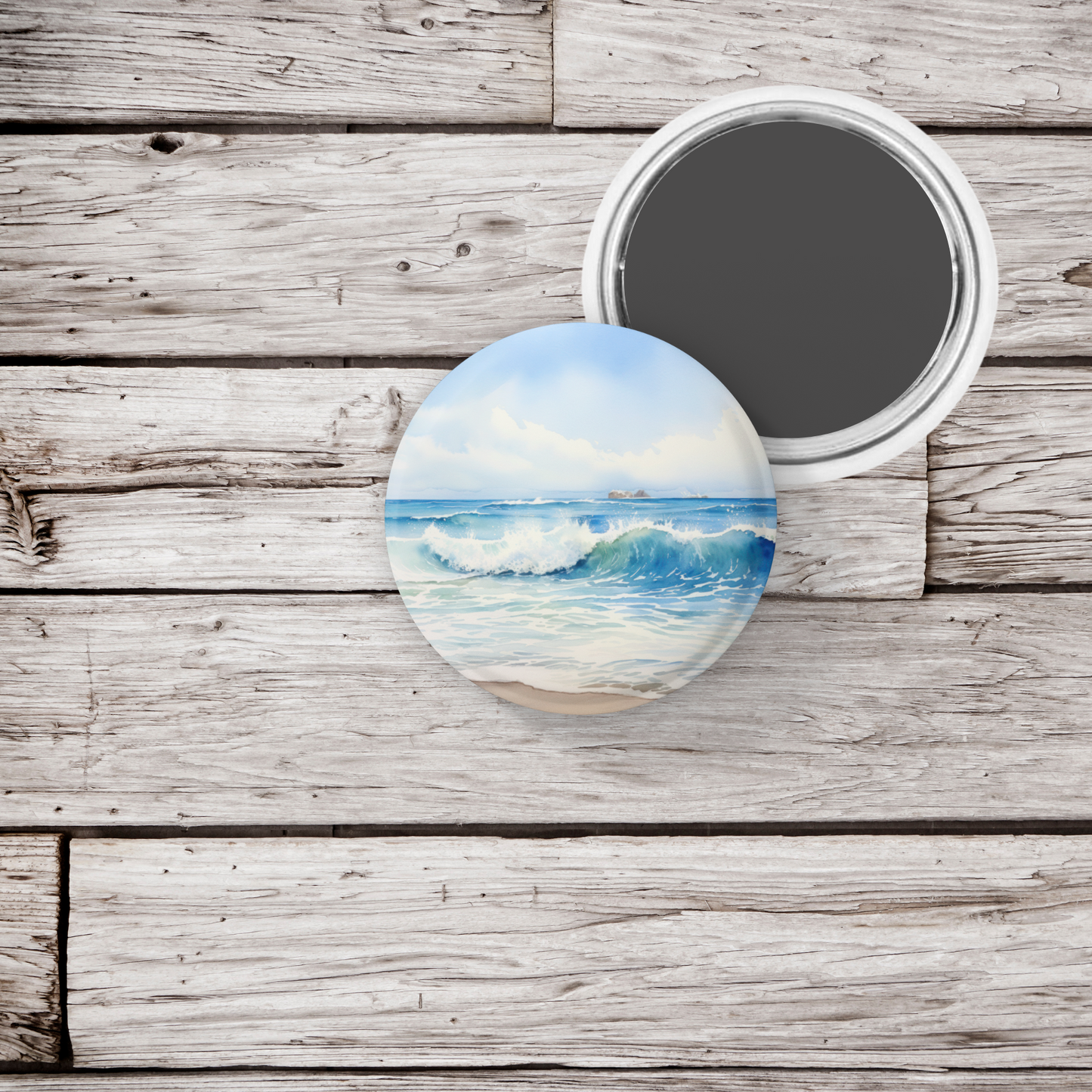 Beach Pin Back Button, Magnet, Keychain