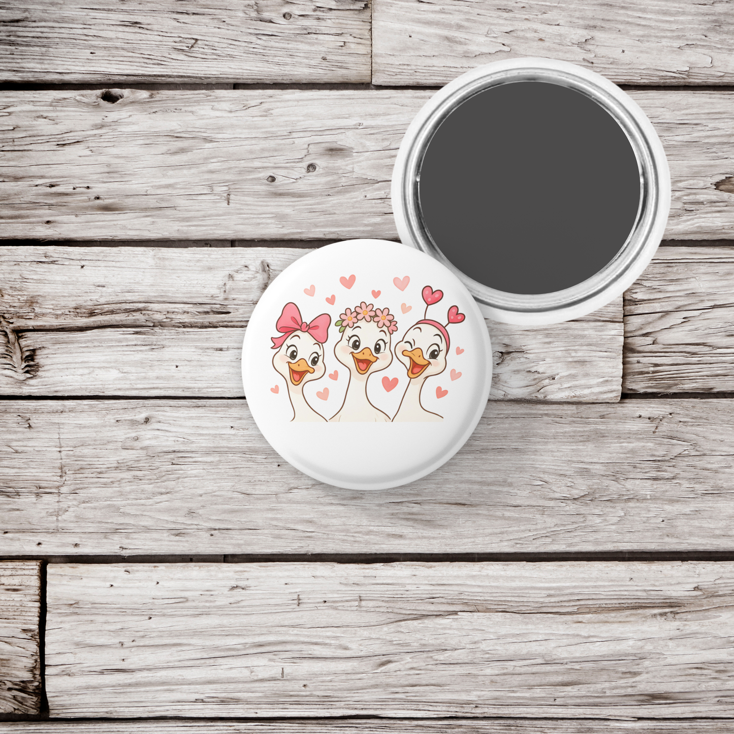 Valentine Goose Pin Back Button, Magnet