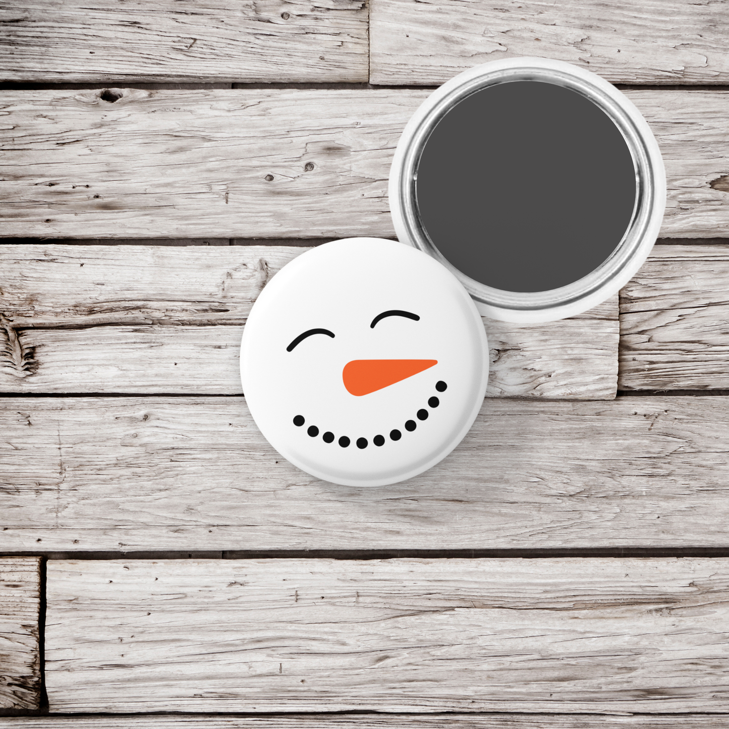 Snowman Face 6 Pin Back Button, Magnet