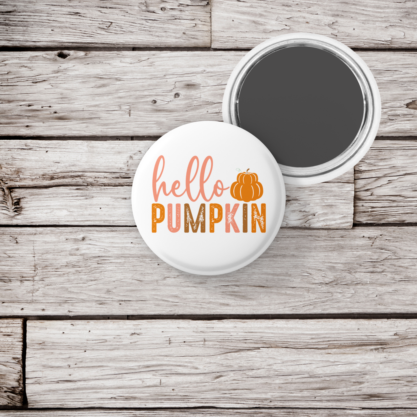 Hello Pumpkin Pin Back Button, Magnet, Keychain