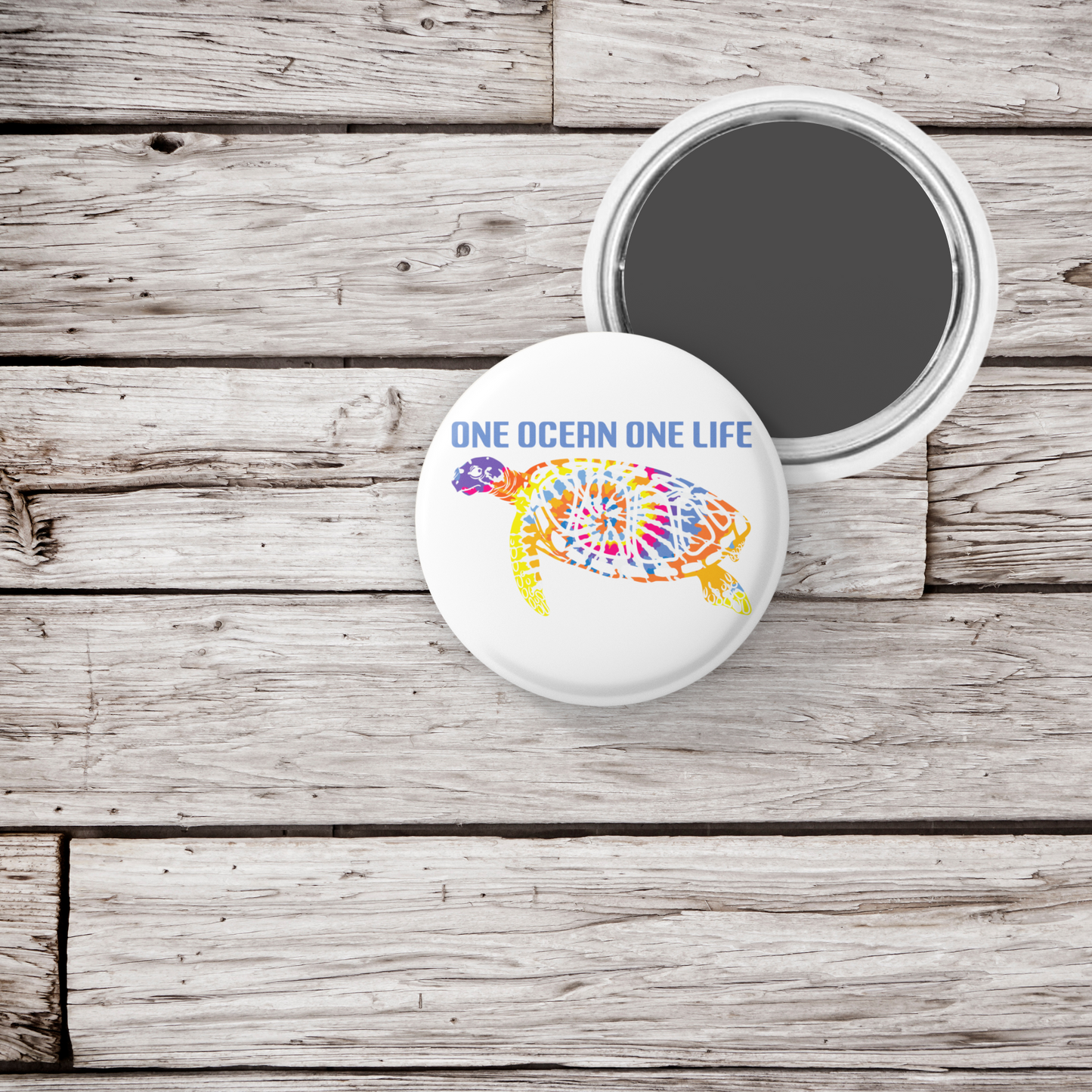 One Ocean One Life Pin Back Button, Magnet, Keychain