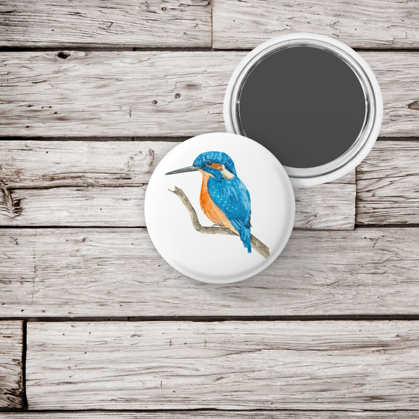 Kingfisher Pin Back Button, Magnet, Keychain