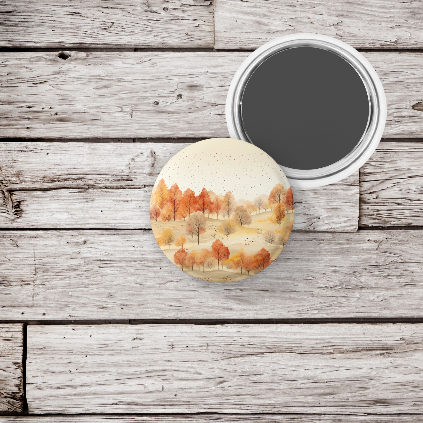 Country Fall Landscape 4 Pin Back Button, Magnet