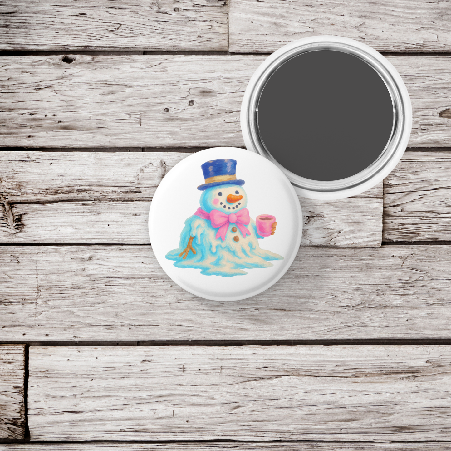 Snowman 8 Pin Back Button, Magnet