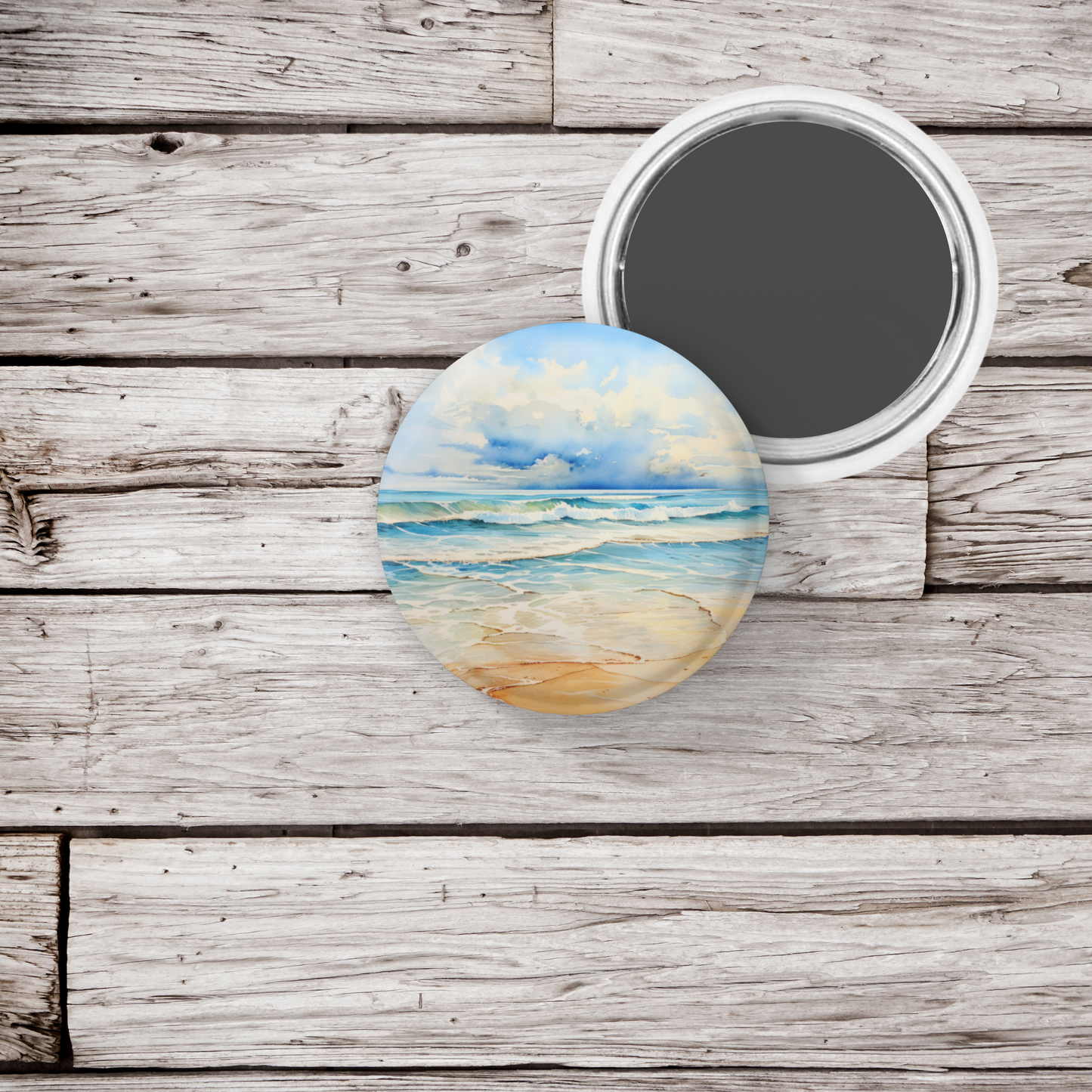 Beach Pin Back Button, Magnet, Keychain