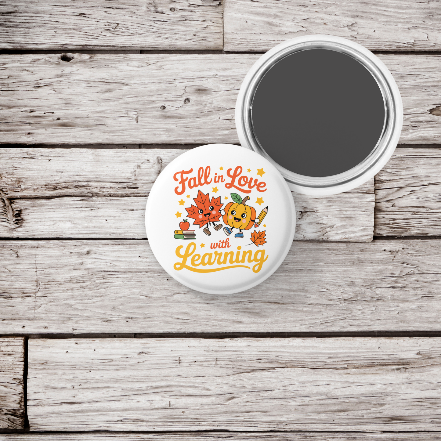 Fall In Love With Learning Pin Back Button, Magnet