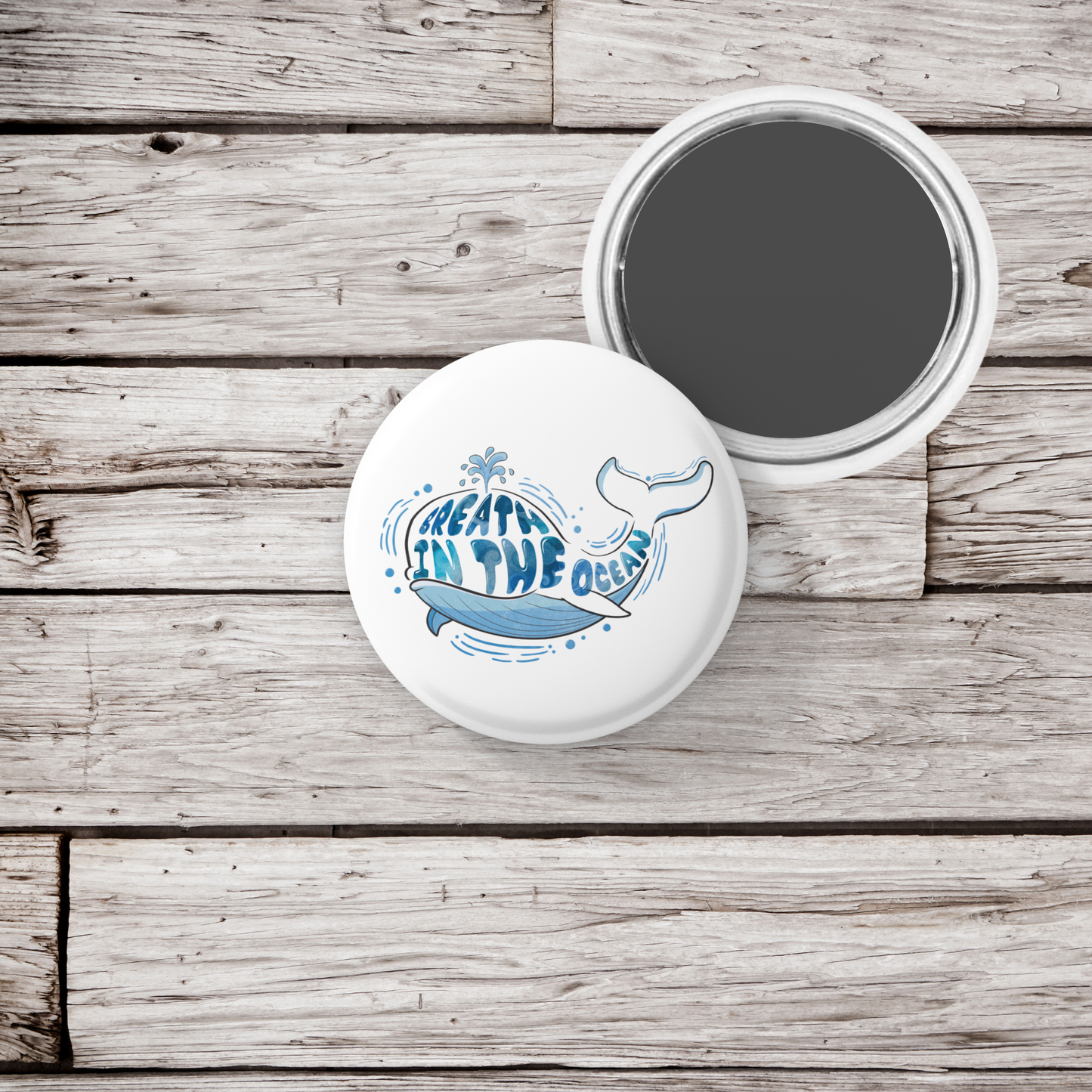 Breath In The Ocean Pin Back Button, Magnet, Keychain