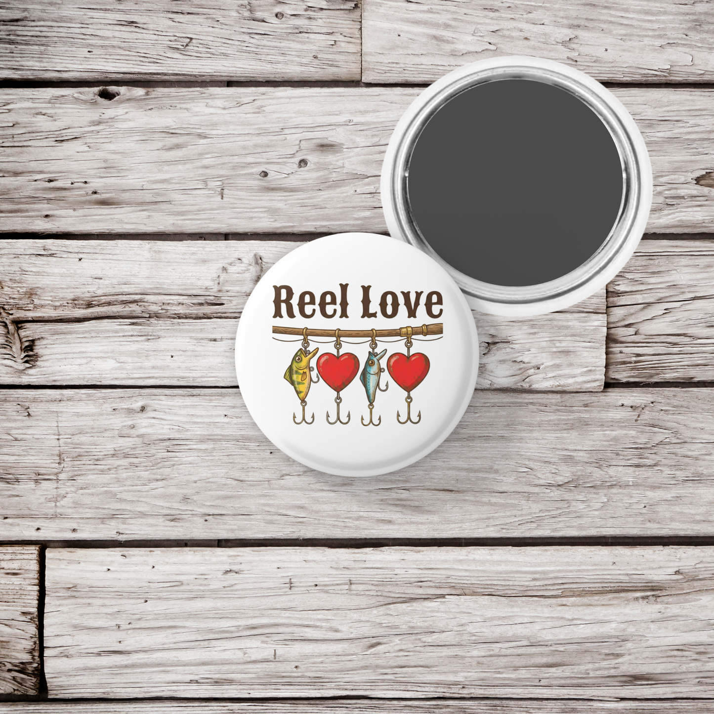 Reel Love Pin Back Button, Magnet