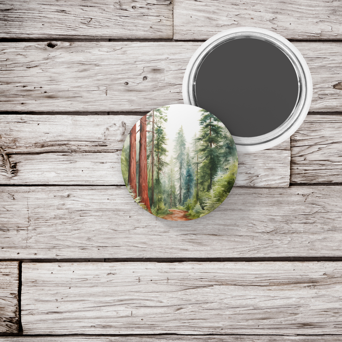 Redwood Forest 2 Pin Back Button, Magnet, Keychain