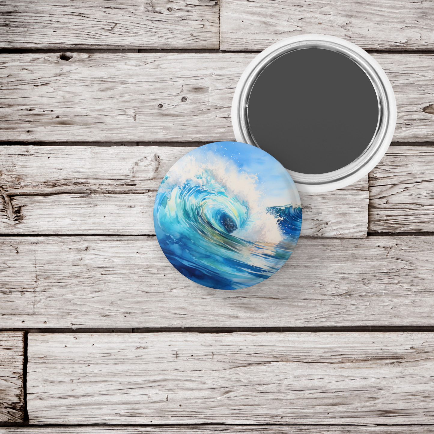 Wave 3 Pin Back Button, Magnet
