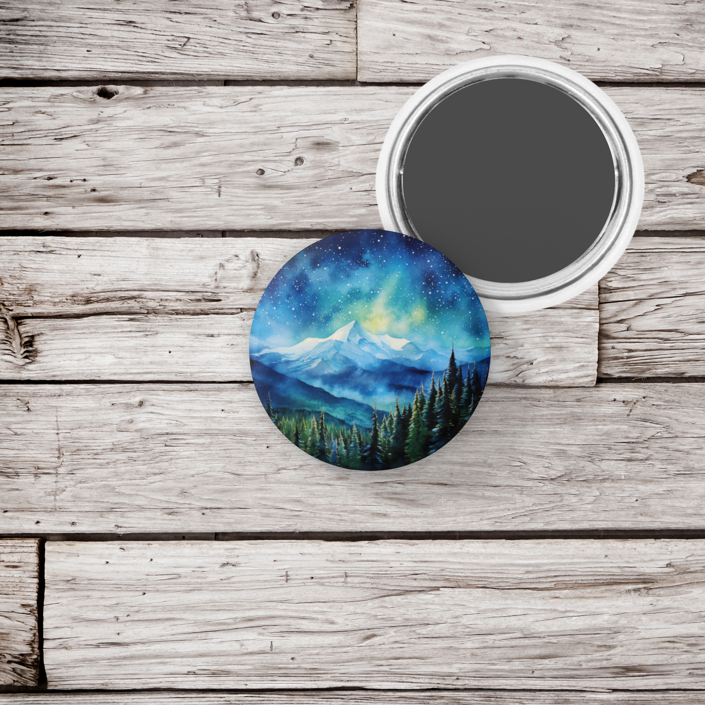 Night Forest 1 Pin Back Button, Magnet