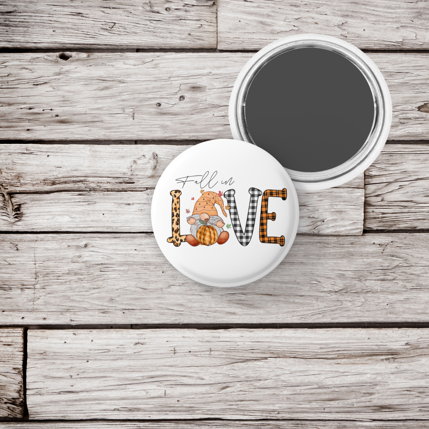 Fall In Love Pin Back Button, Magnet, Keychain