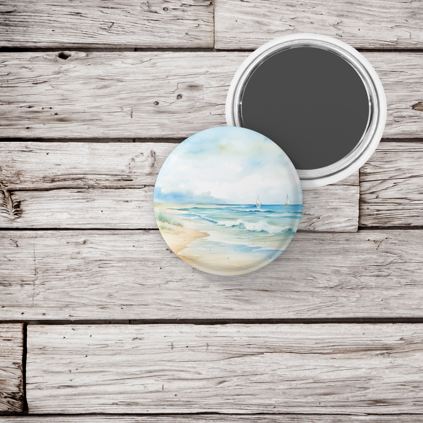 Costal Beach 2 Pin Back Button, Magnet, Keychain