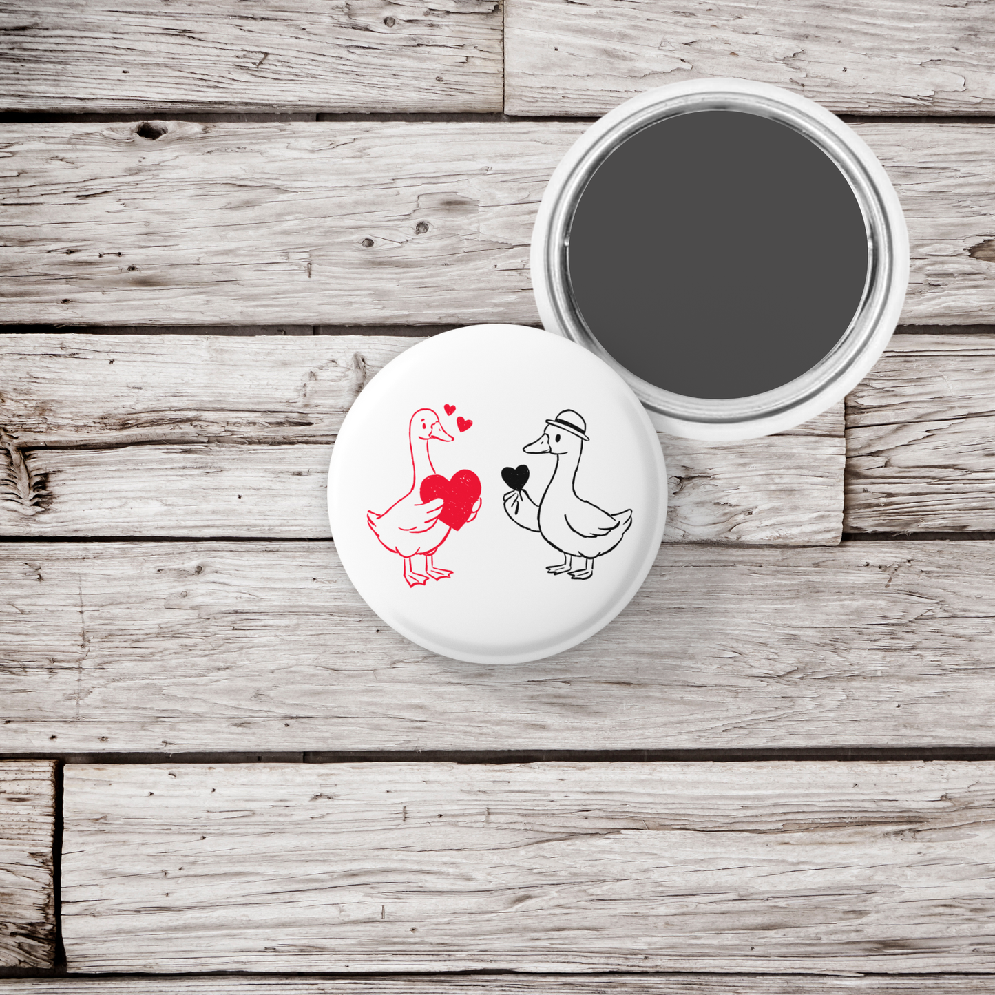 Valentine Goose Pin Back Button, Magnet
