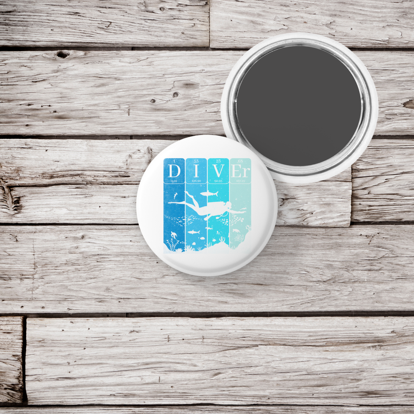 Diver Pin Back Button, Magnet