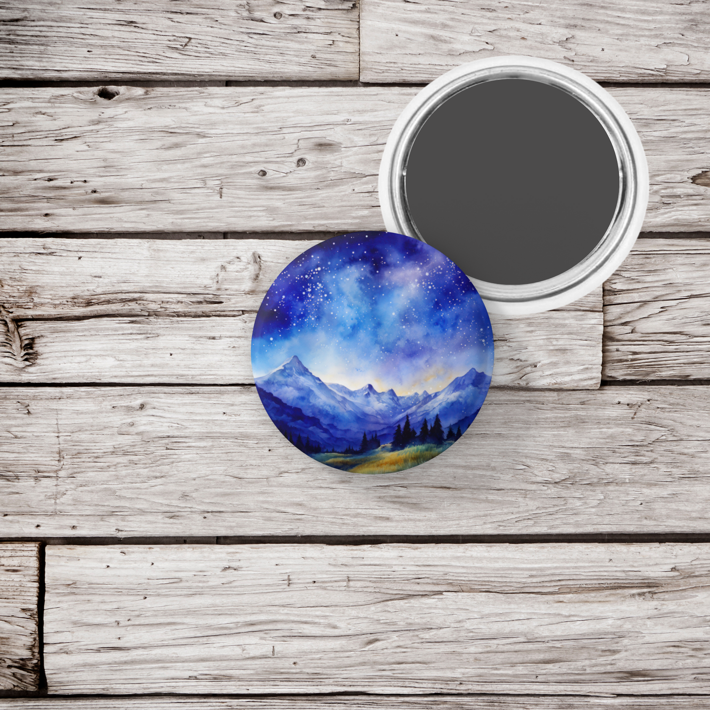 Night Mountains 7 Pin Back Button, Magnet
