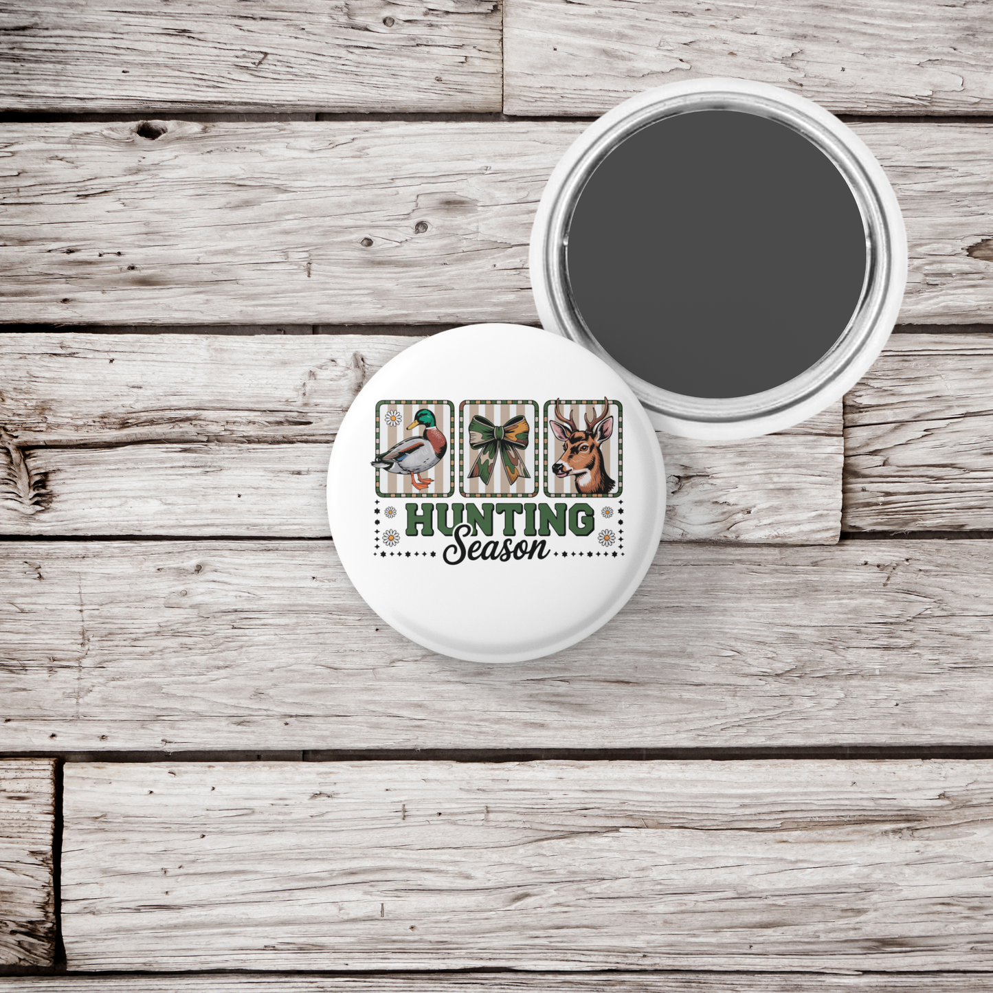Hunting Season Pin Back Button, Magnet