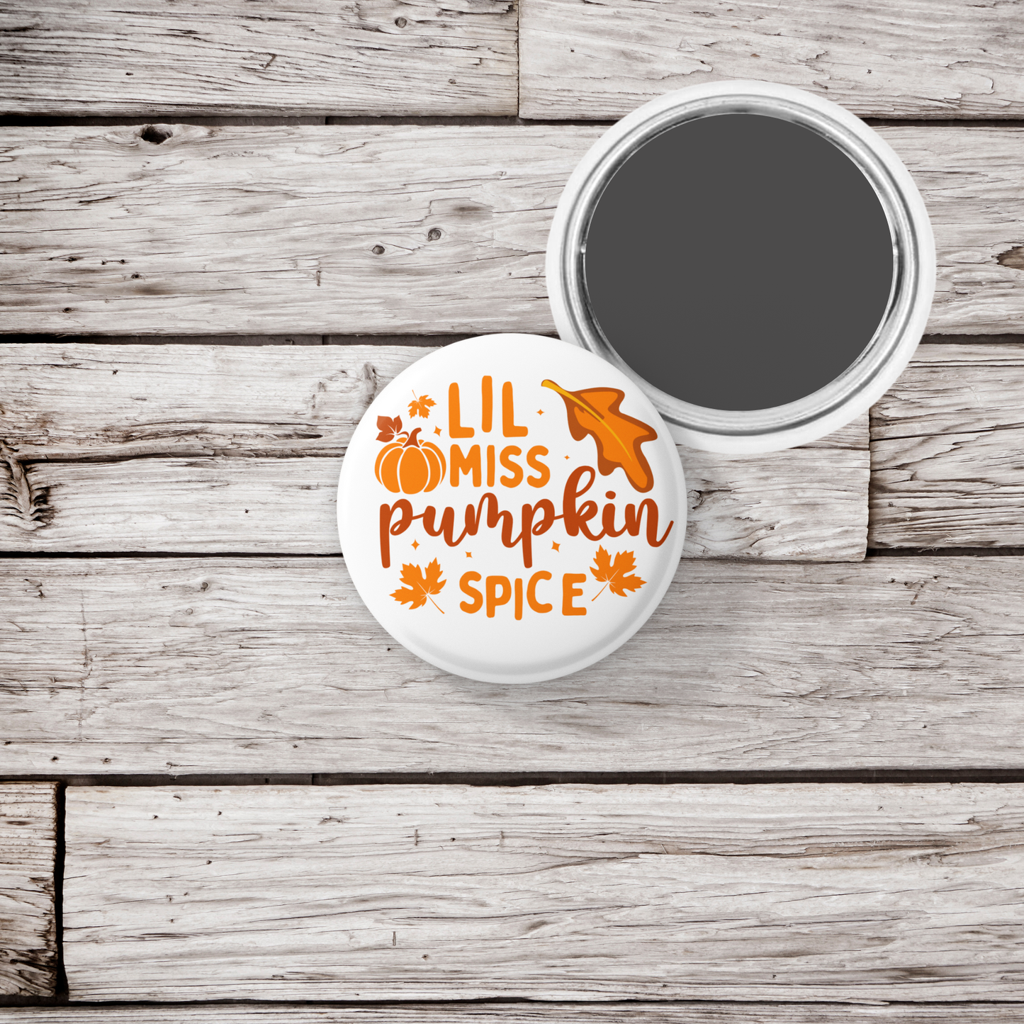 Lil Miss Pumpkin Spice Pin Back Button, Magnet