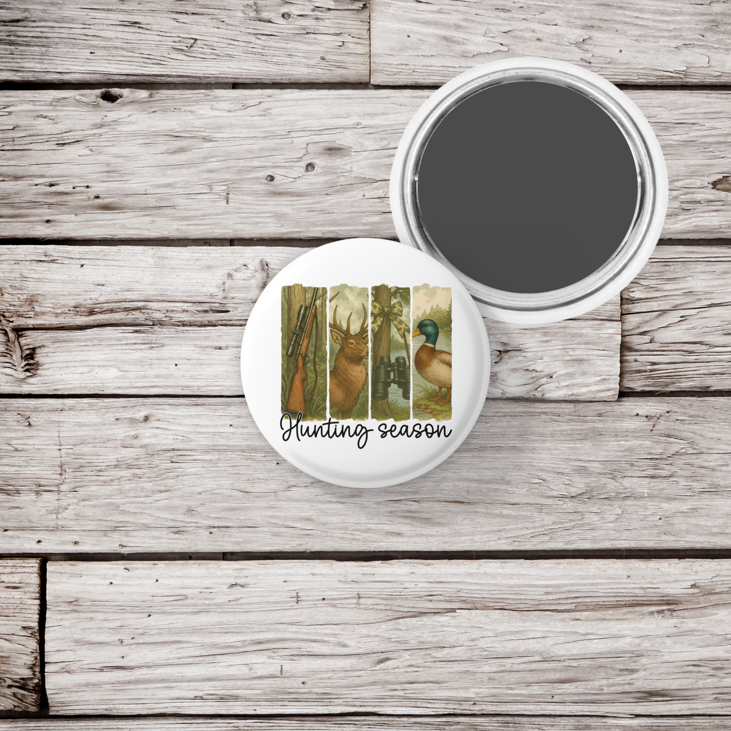 Hunting Season Pin Back Button, Magnet