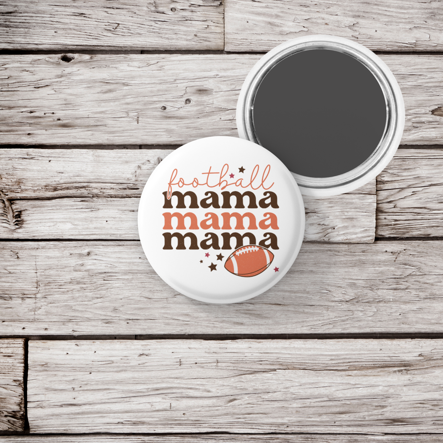 Football Mama Pin Back Button, Magnet, Keychain