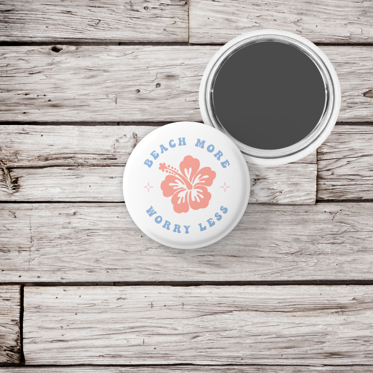 Beach More Worry Less Pin Back Button, Magnet