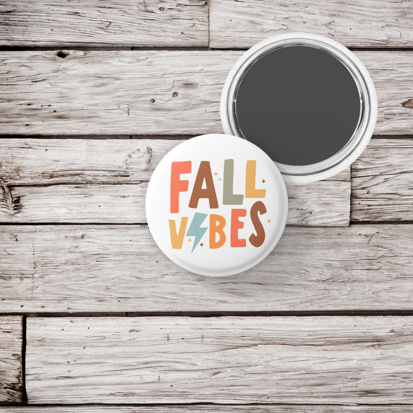 Fall Vibes Pin Back Button, Magnet, Keychain