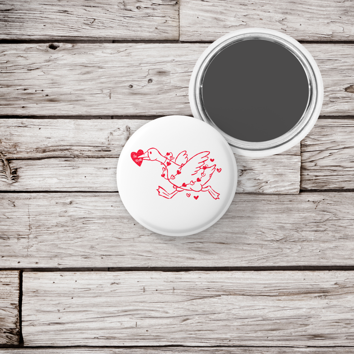 Be Mine Goose Pin Back Button, Magnet