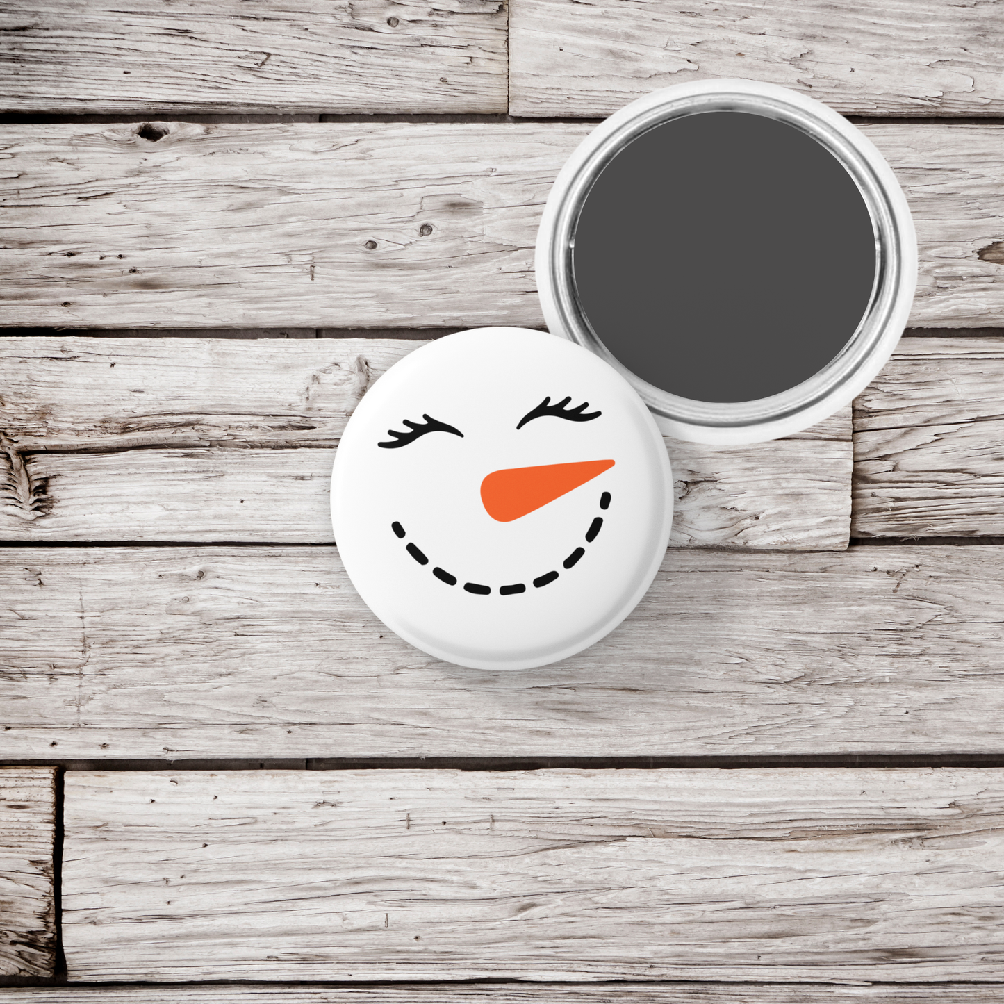 Snowman Face 1 Pin Back Button, Magnet