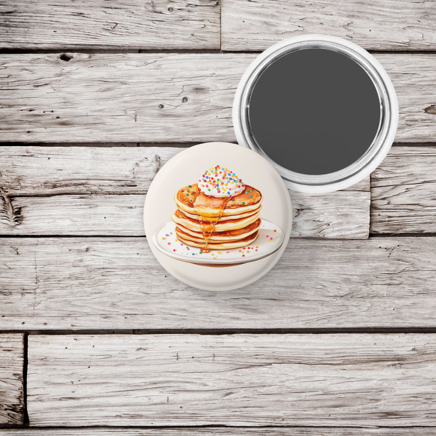 Pancakes With Sprinkles Pin Back Button, Magnet