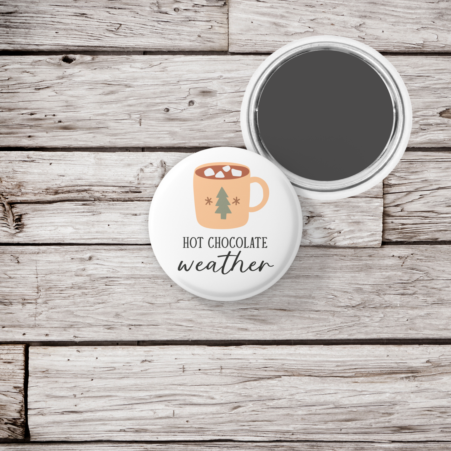 Hot Chocolate Weather Pin Back Button, Magnet