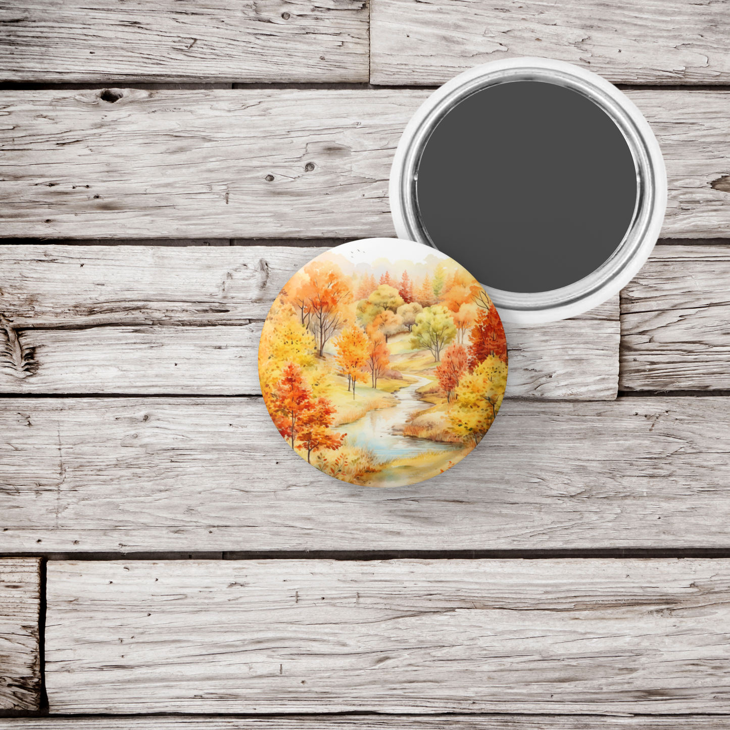 Country Fall Landscape 10 Pin Back Button, Magnet