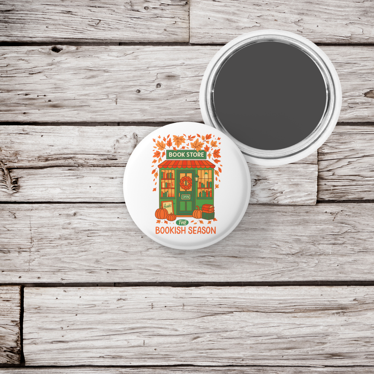 The Bookish Season Pin Back Button, Magnet