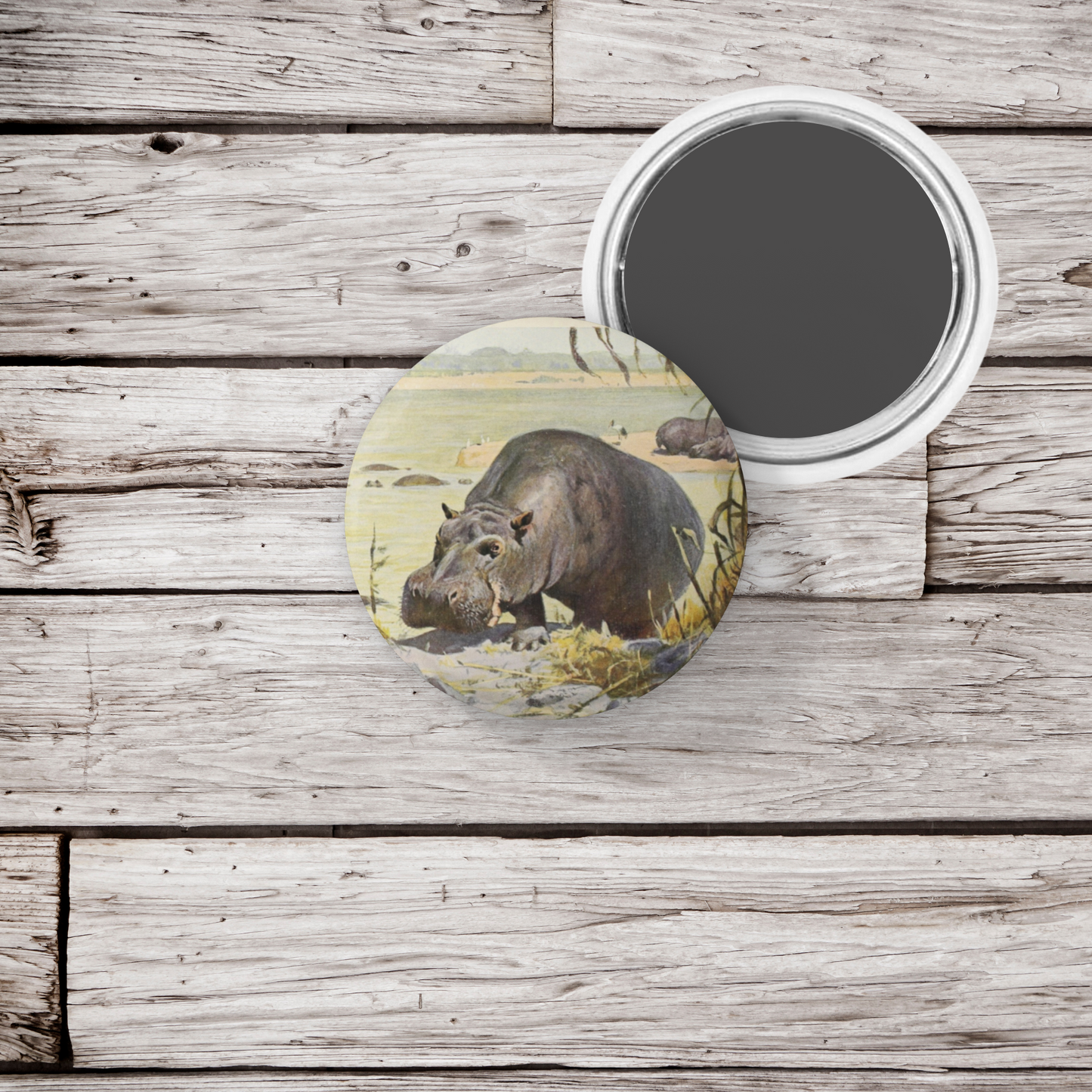 Hippo Pin Back Button, Magnet, Keychain