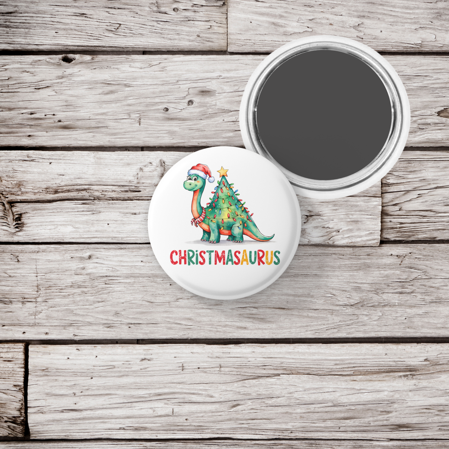 Christmasaurus Pin Pin Back Button, Magnet