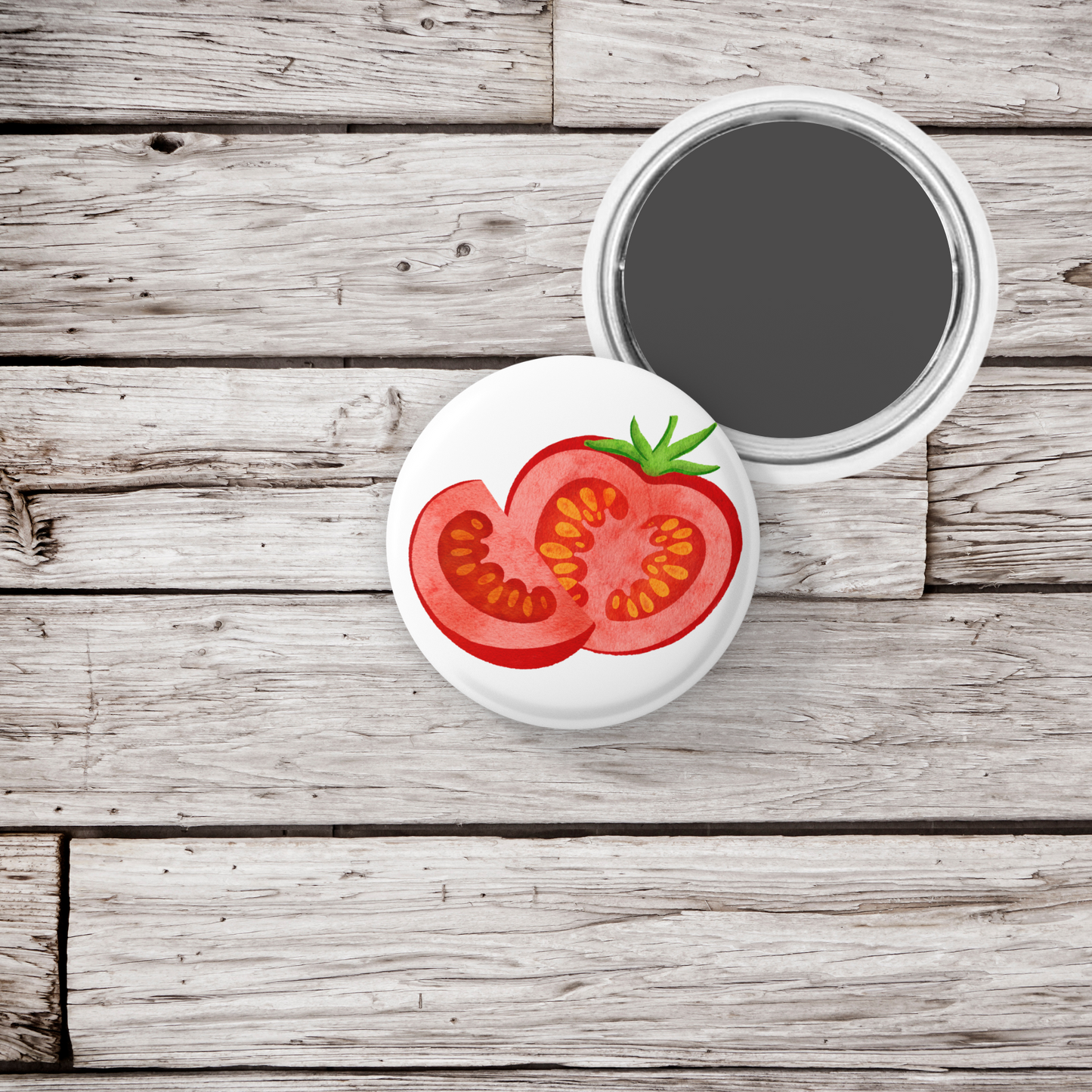 Tomato Pin Back Button, Magnet