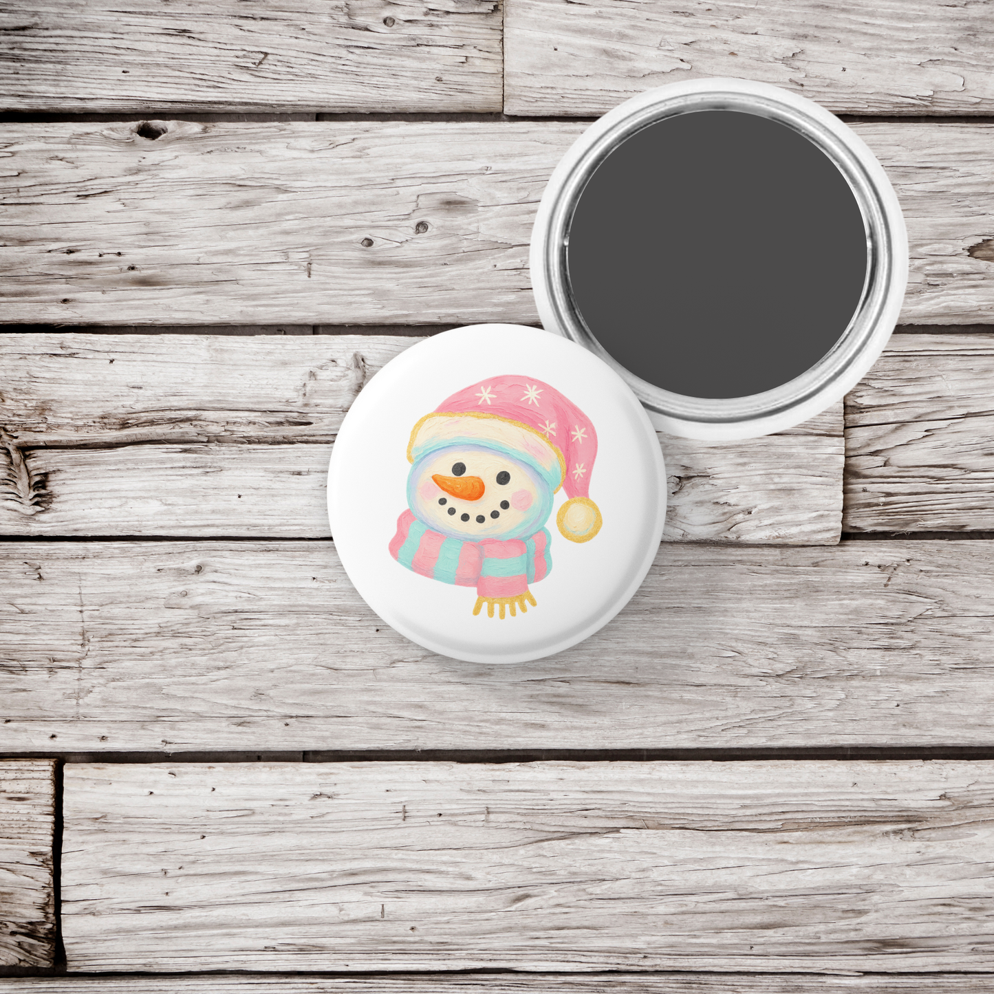 Snowman 2 Pin Back Button, Magnet
