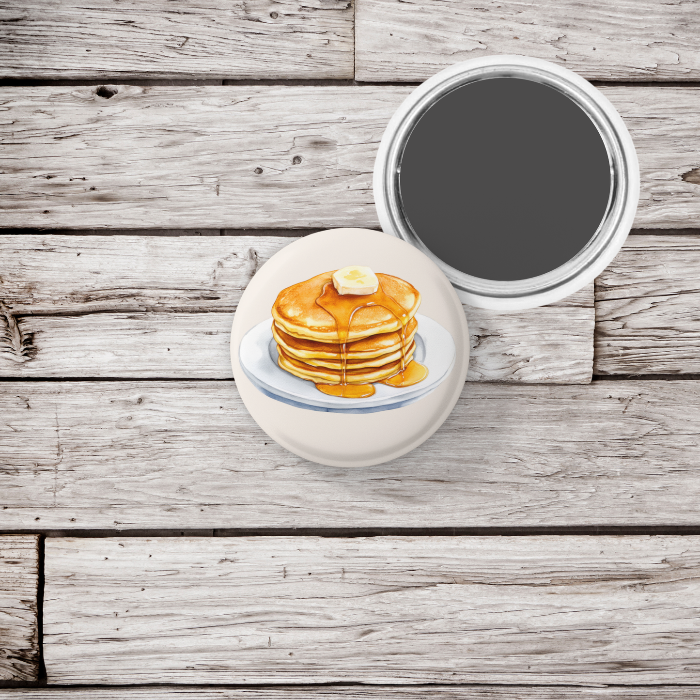 Pancakes With Butter Pin Back Button, Magnet