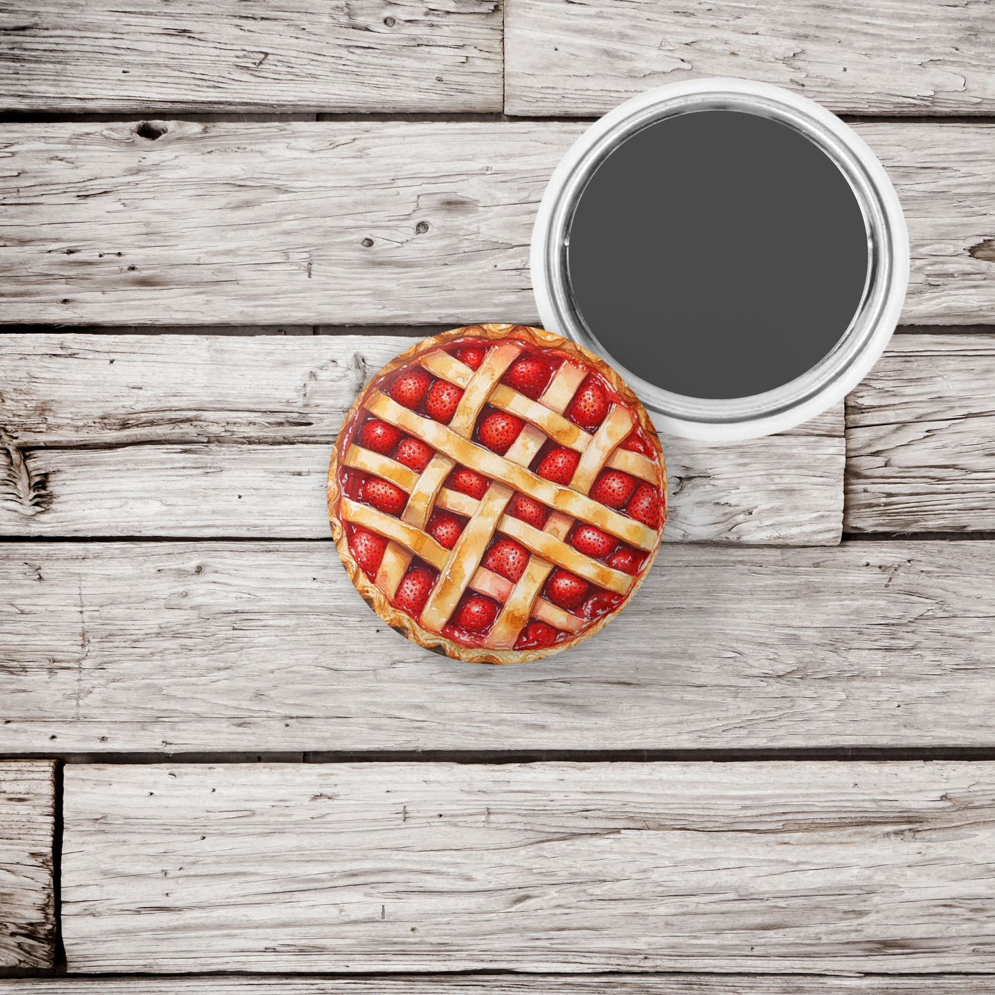 Strawberry Pie Pin Back Button, Magnet