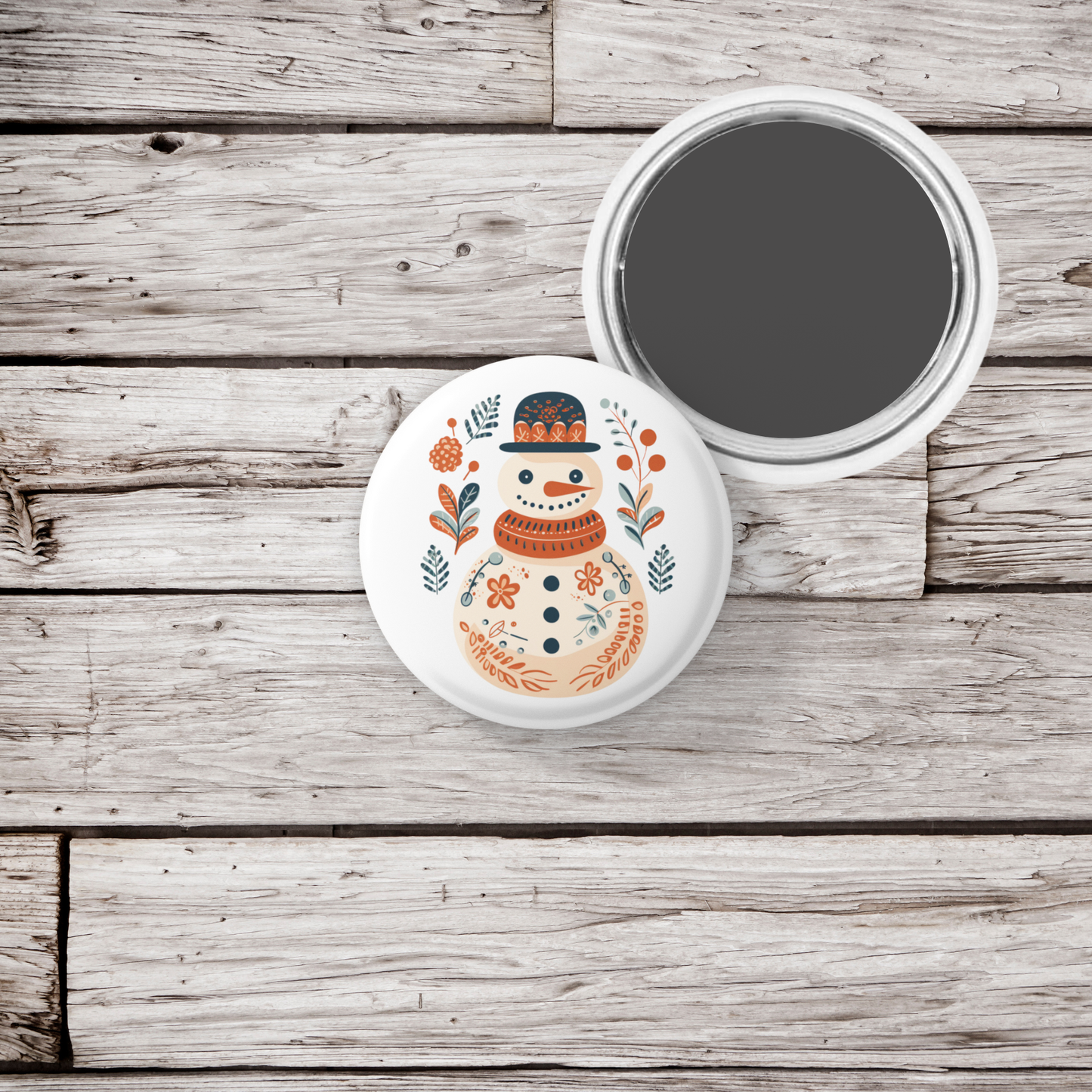 Snowman Pin Back Button, Magnet